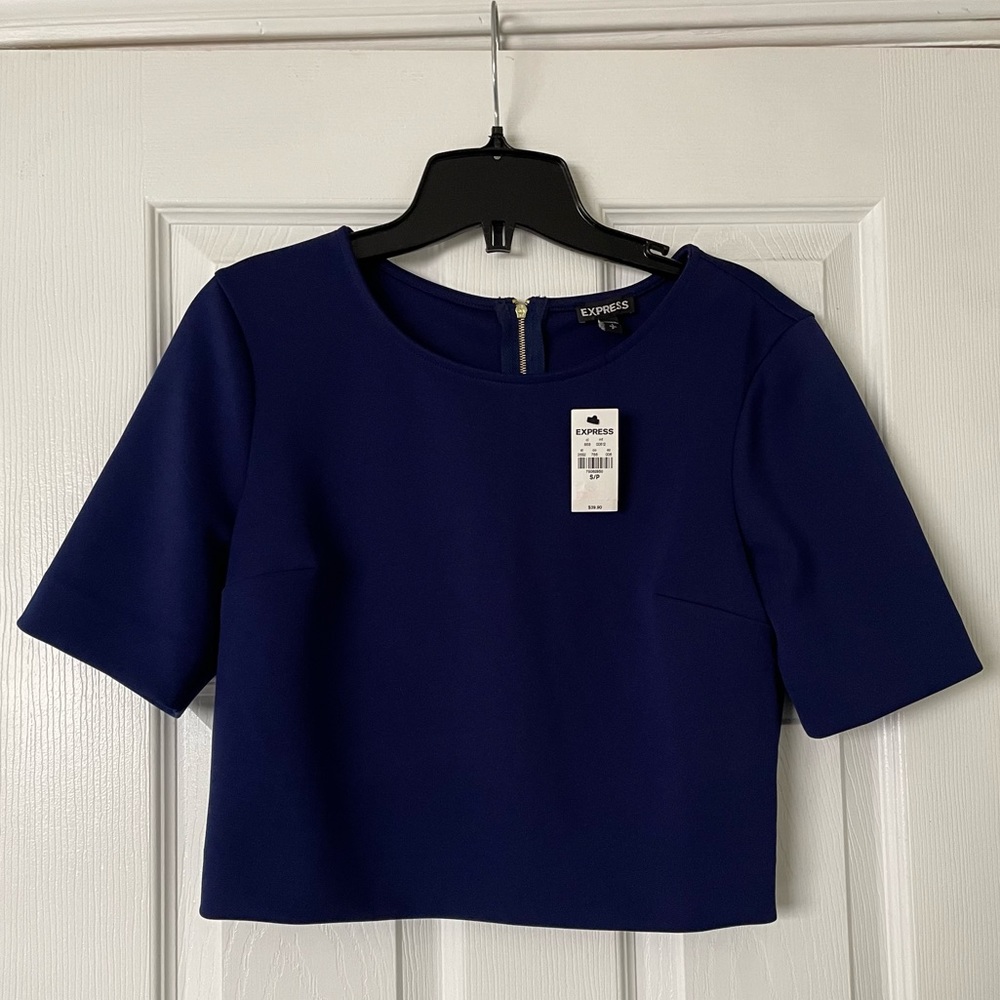 Express Royal Blue Short Sleeve Crop Top